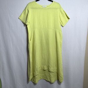 Bryn Walker Yellow 100% Linen Lagenlook High Low Marina Dress Size XS USA Made